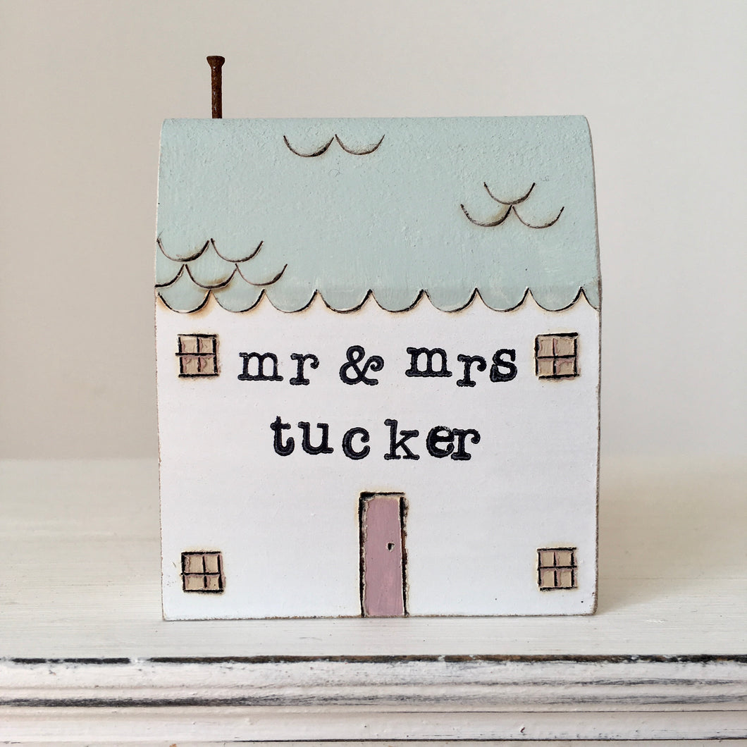 Hand painted cottage in light blue